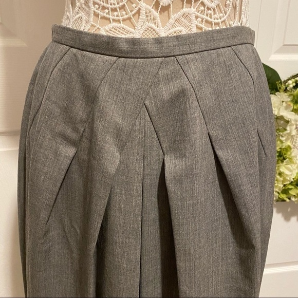 Lafayette 148 New York Kneelength Grey Midi Skirt Tulip Pleated Zip Closure 8 - Picture 3 of 6